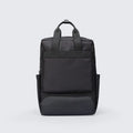 Black Oxford cloth laptop backpack with 20-35L capacity and multiple storage compartments