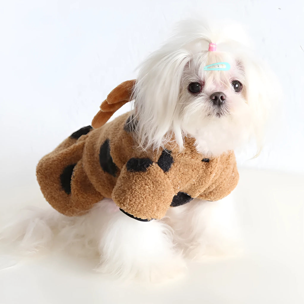 Polka dot elk couple pet costume for dogs and cats in skirt or four-leg styles