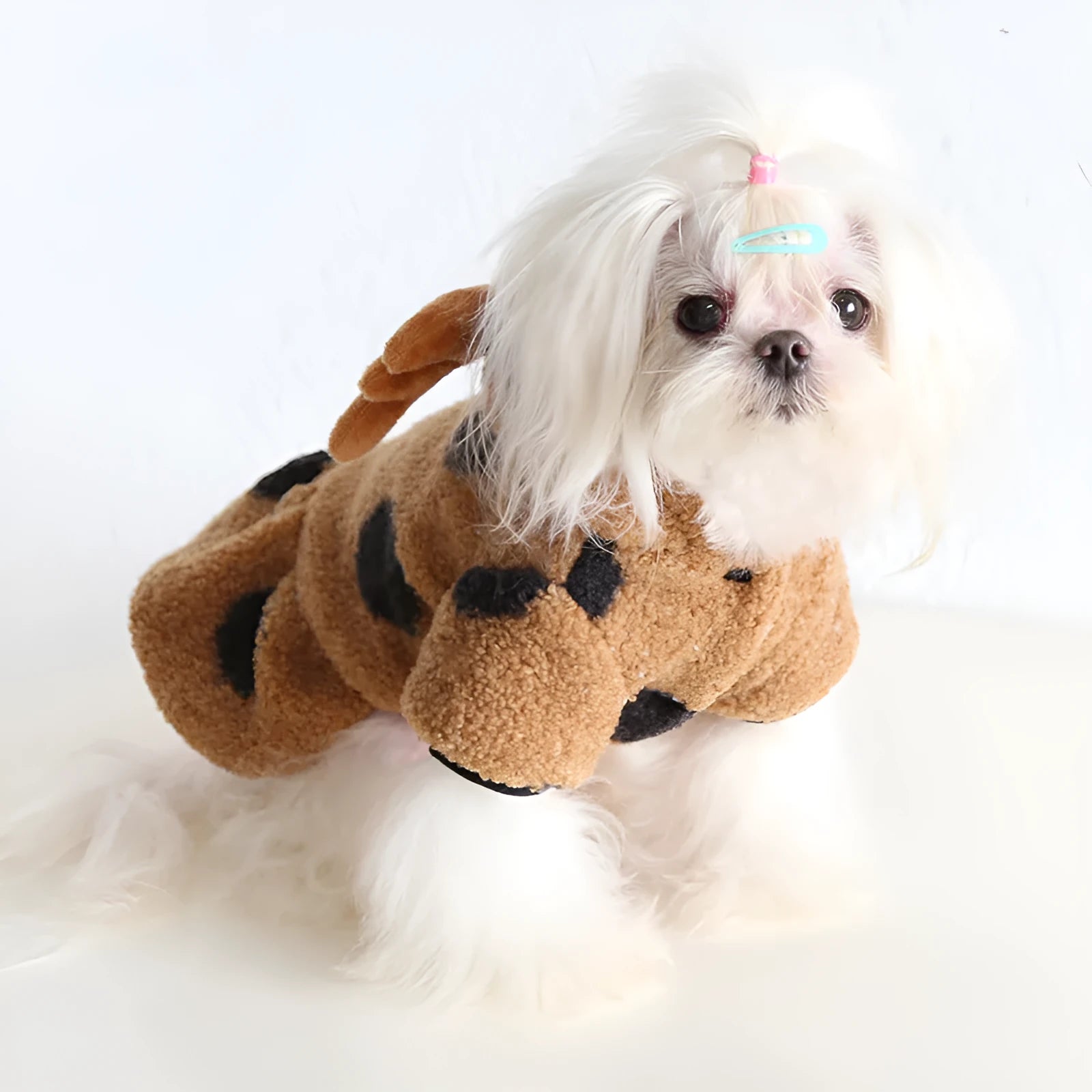 Polka dot elk couple pet costume for dogs and cats in skirt or four-leg styles