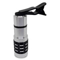 Silver telescopic phone camera lens with clip attachment for smartphones