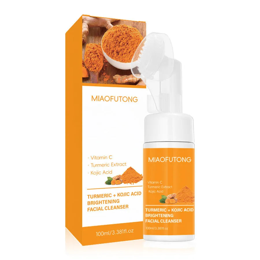 Turmeric cleansing mousse facial cleaning pad set with ginger granule soap and 30 pads