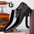 Men's black and brown formal lace-up shoes with round toe and rubber sole.