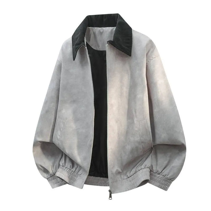 Men's stitching lapel casual jacket coat in Lycra fabric with side seam pockets