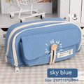Canvas pencil case in green colour showing large capacity design for student stationery organisation