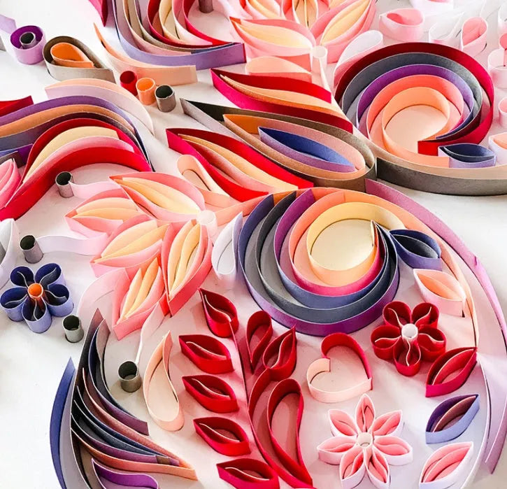 20 inch handmade butterfly quilling paper craft wall decoration with tools in blue or pink