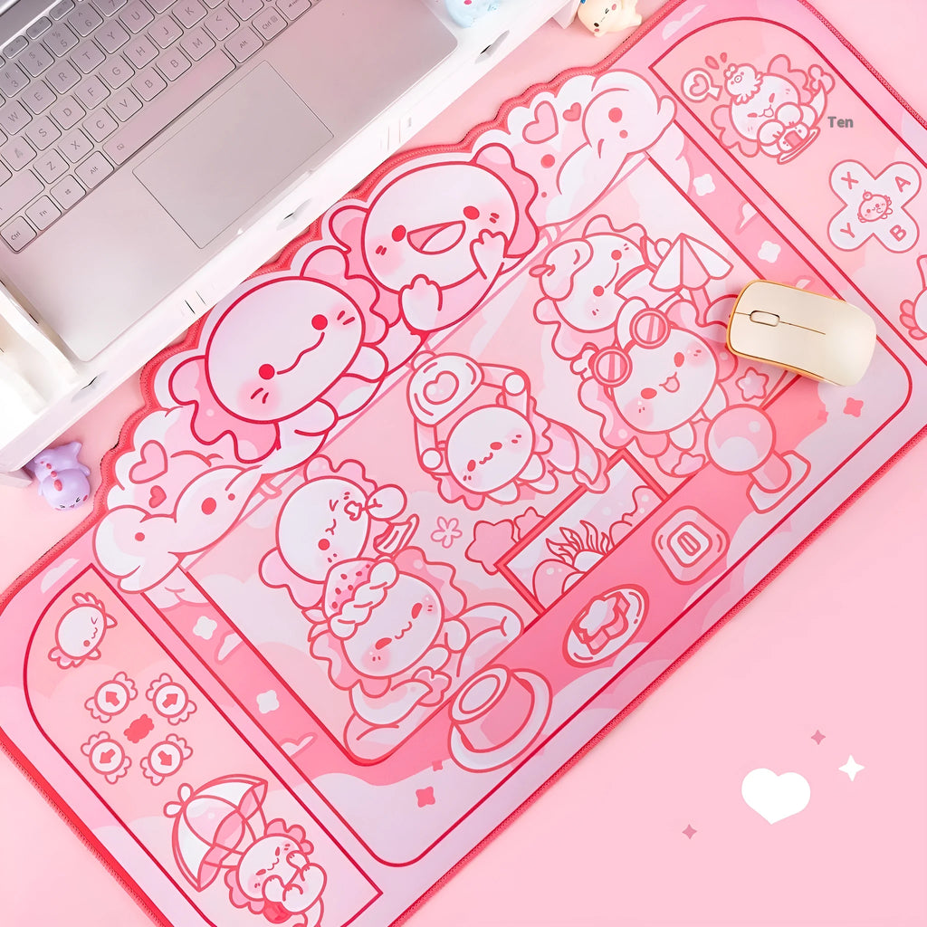 Hexagonal dragon crane machine pattern mouse pad measuring 75×40cm with cloth surface and wrist support