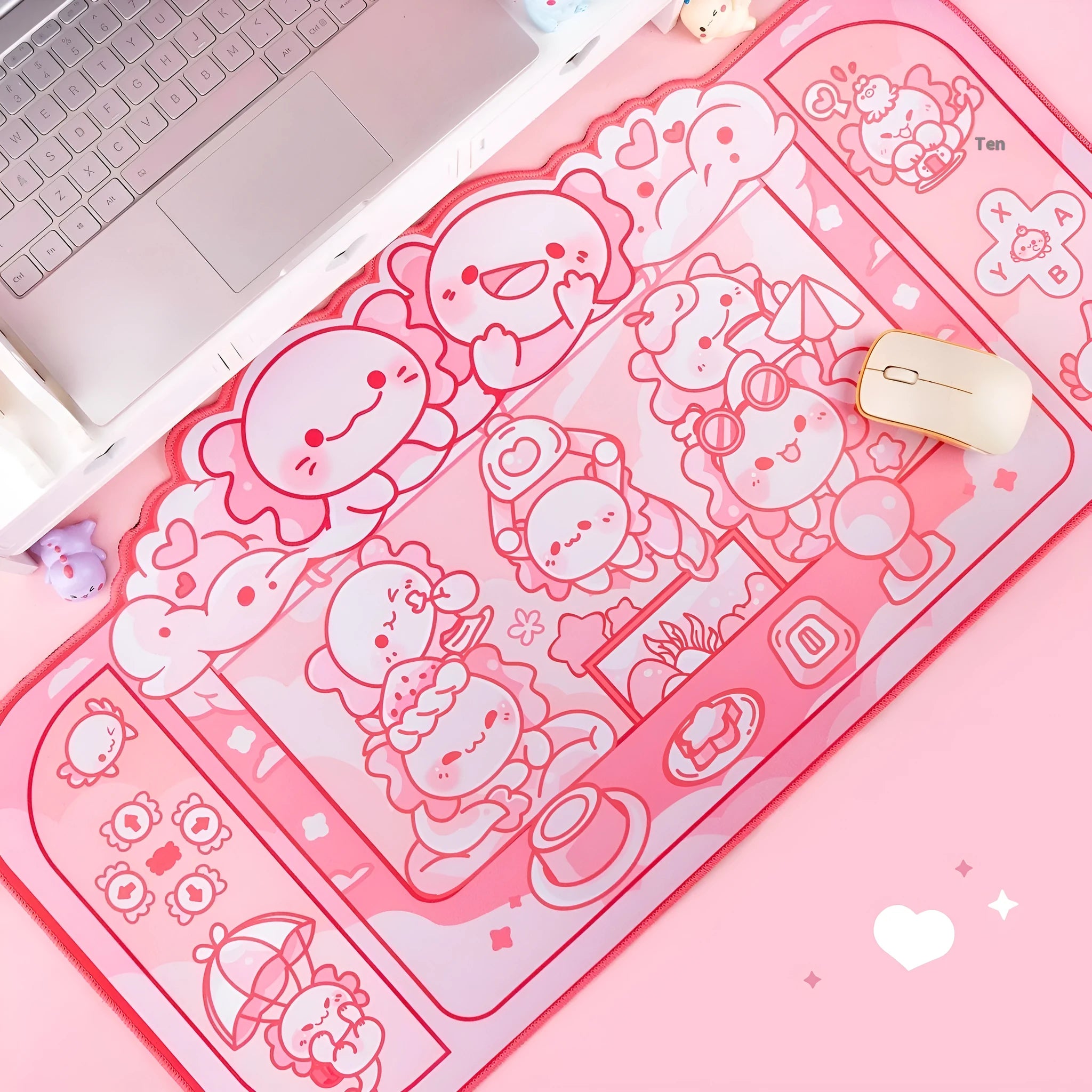Hexagonal dragon crane machine pattern mouse pad measuring 75×40cm with cloth surface and wrist support