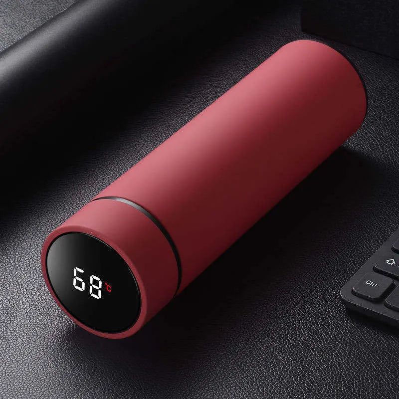 450ml stainless steel vacuum-insulated water bottle in black, red, gold, blue, and colour-changing temperature-sensitive versions.