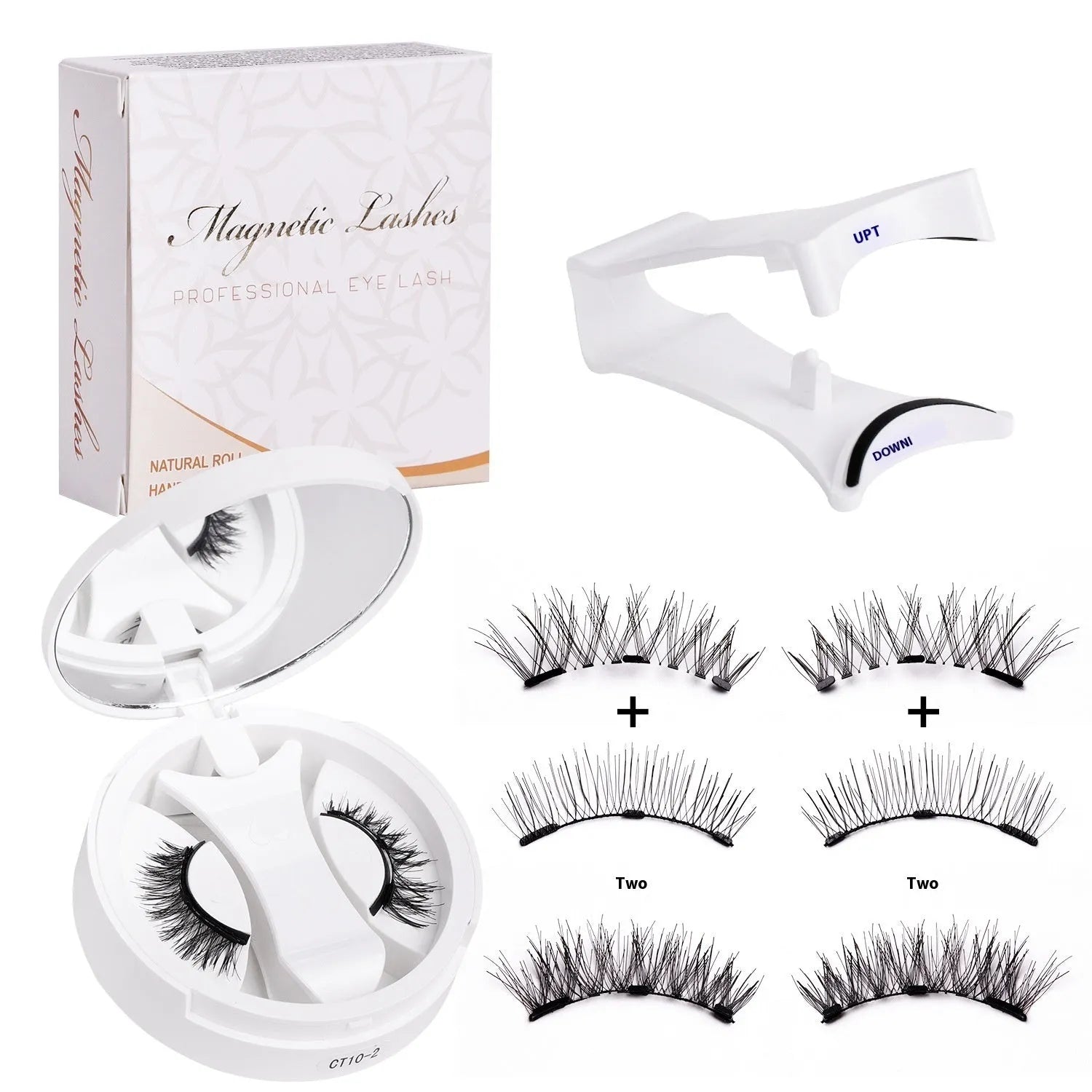Magnetic false eyelashes with integrated soap holder in portable chemical fibre case