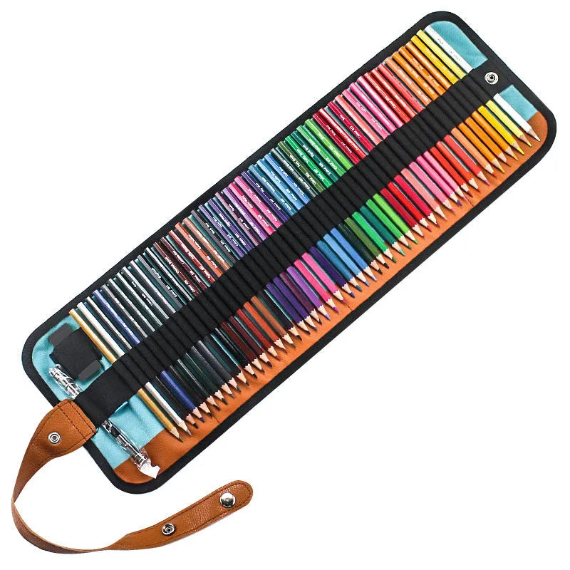 Set of 50 wooden coloured pencils for oil painting in a wooden storage case with Grade 1 basswood construction