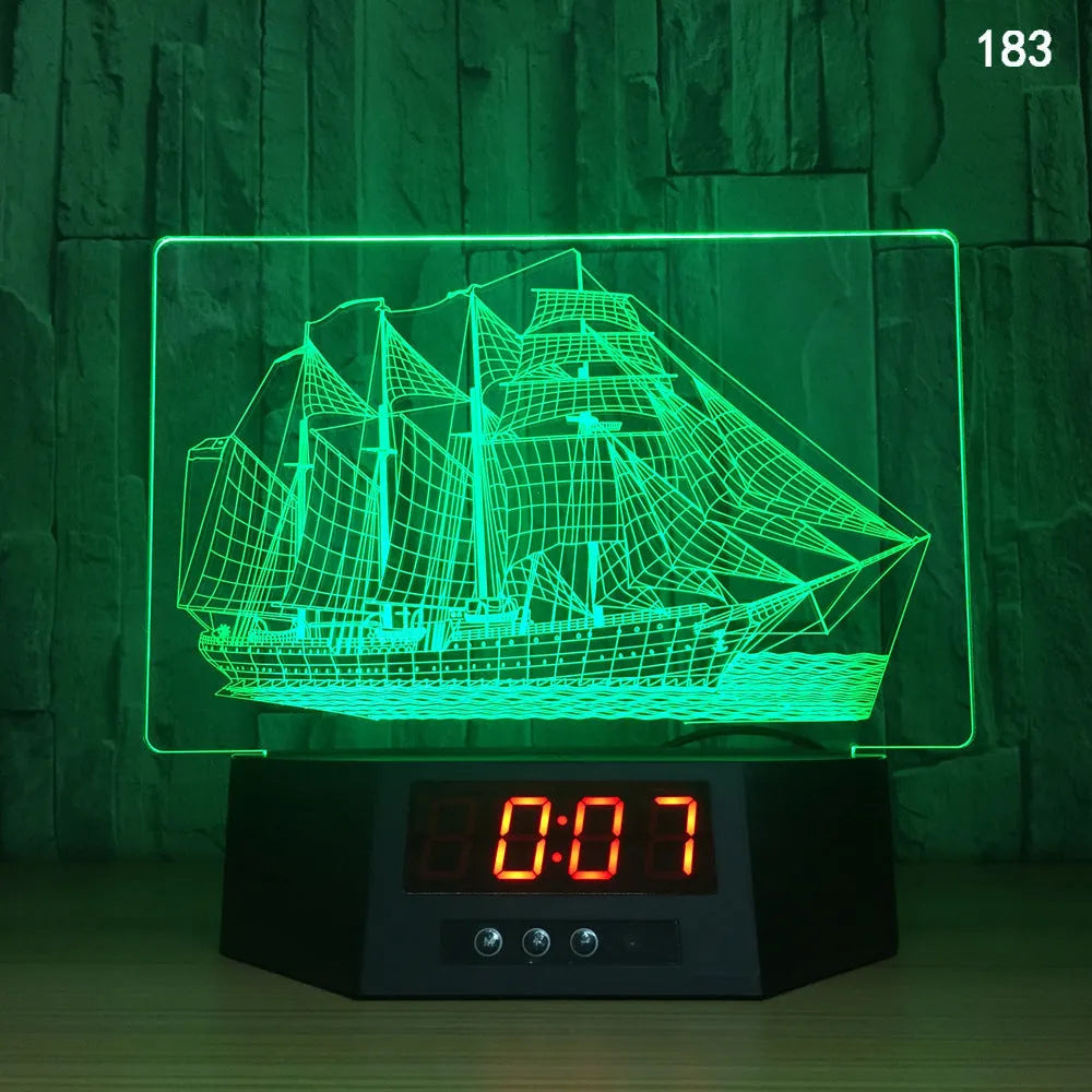 Glowing blue dolphin 3D night light with wireless charging base and remote control on wooden table