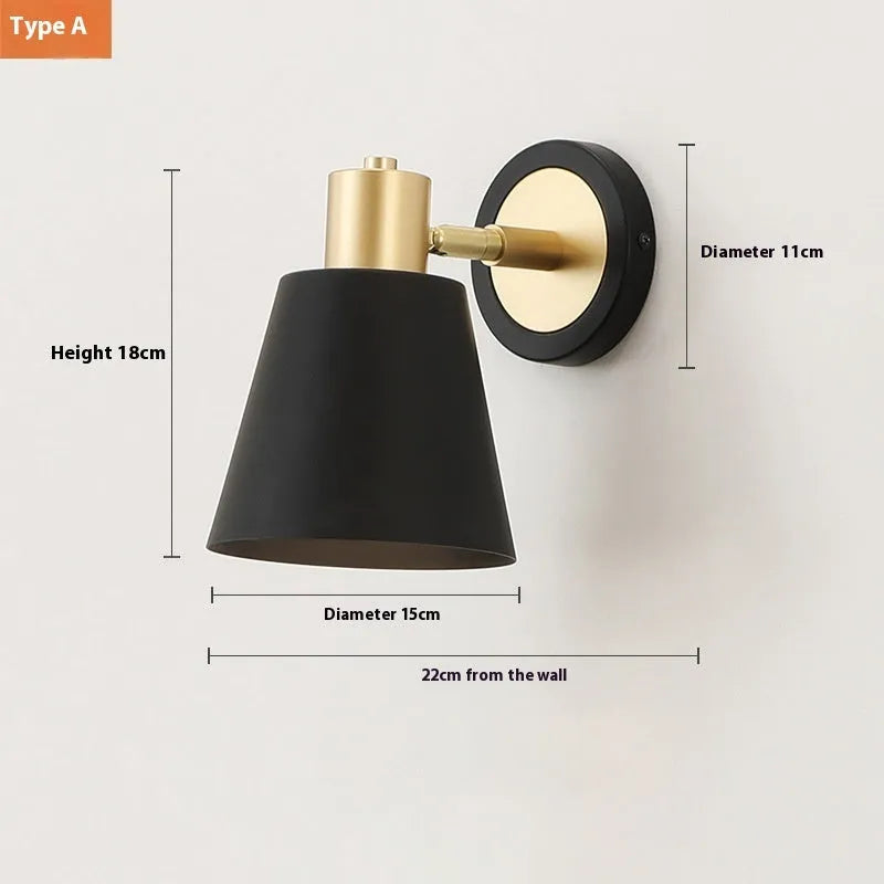 Nordic style iron wall lamp with multiple light colour options including tricolor, warm white, and white light