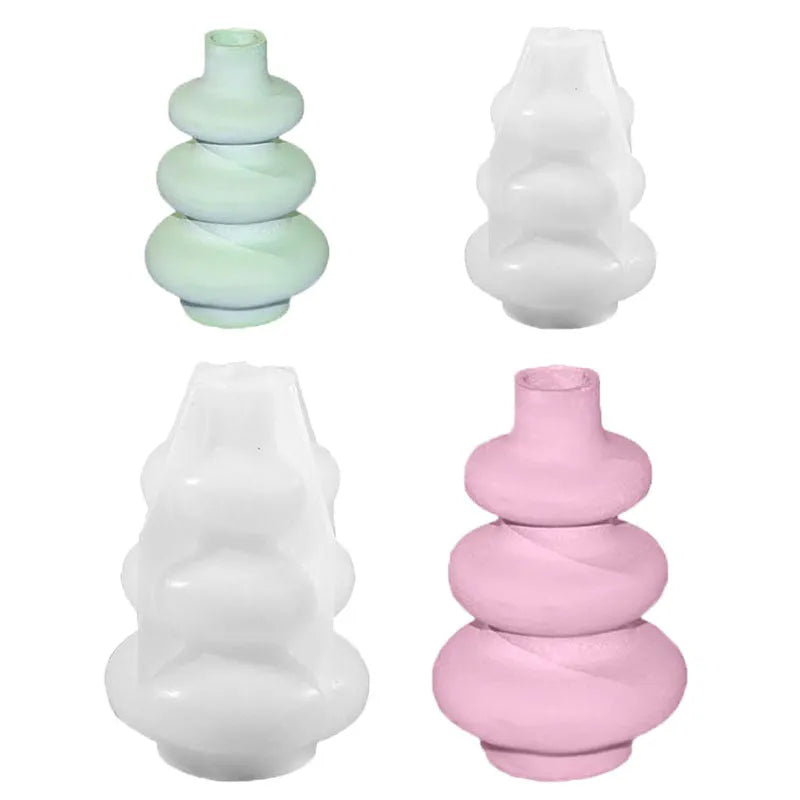 Three layer circle vase silicone mould for cake decoration in modern simplicity style