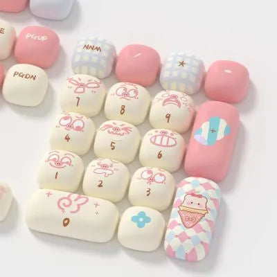 Sublimation printed cartoon pig party theme keycap set for mechanical keyboard.