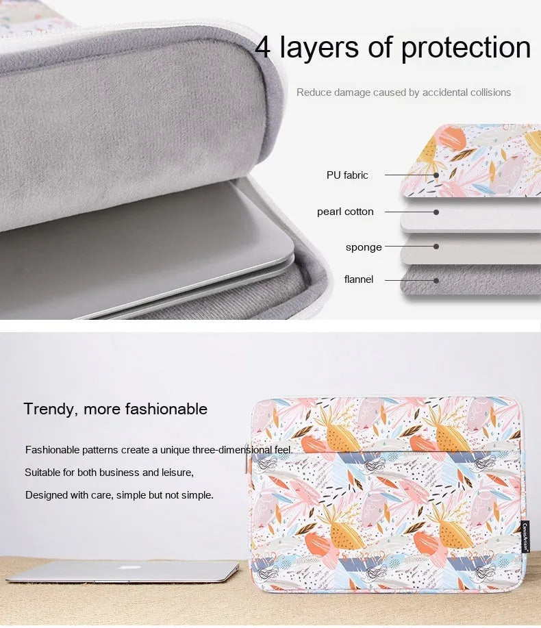 White PU leather waterproof laptop inner bag for 11 to 15 inch computers on a plain background.