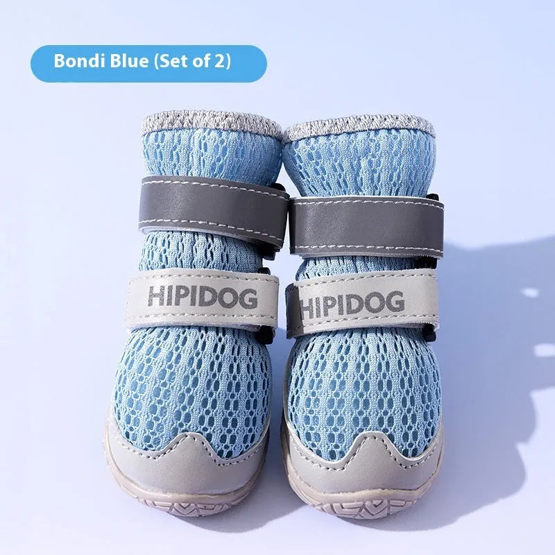 Cartoon style dog shoes in Bondi Blue colour for summer heat protection