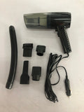Portable car vacuum cleaner with accessories in black ABS housing