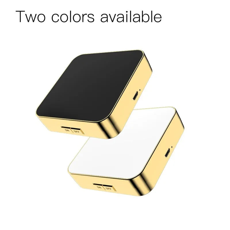 Makeup mirror with magnification section and adjustable warm cold LED lighting in black or white