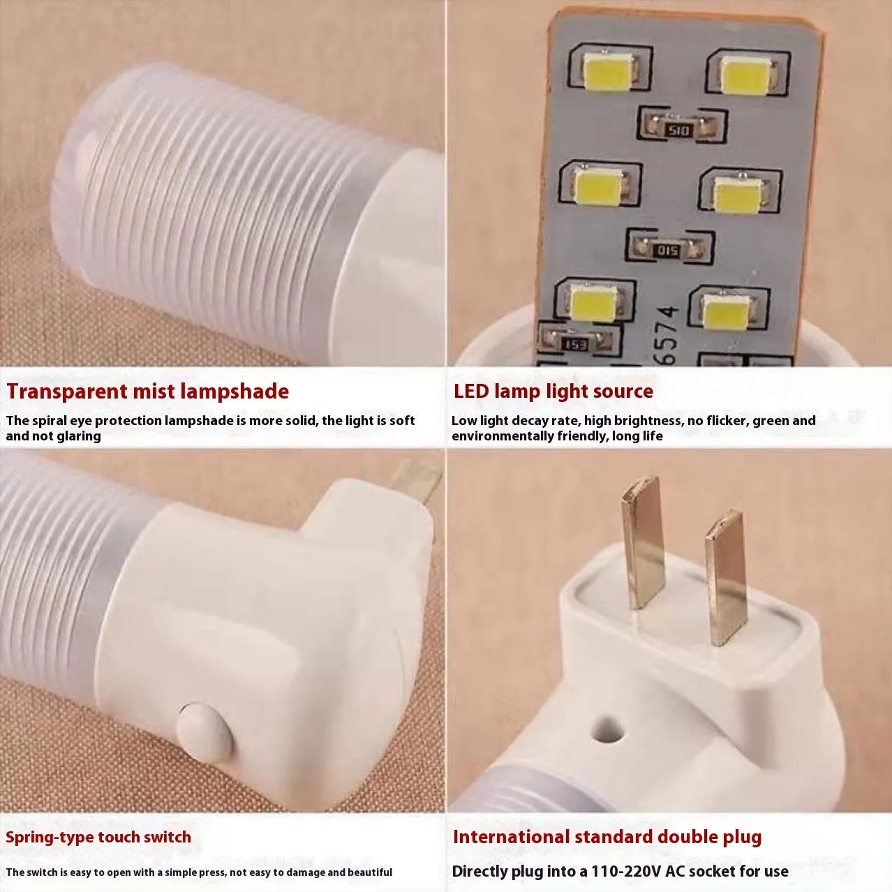 Minimalist cube-shaped plug-in night light with dual-colour switching function