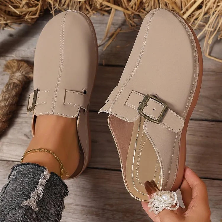 Women's casual wedge slippers in various colours with closed toe design and rubber sole