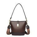 Korean style black PU bucket shoulder messenger bag showing internal organisation compartments