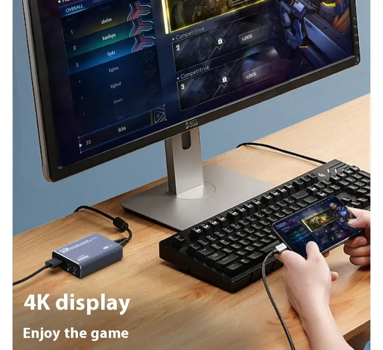 Black 4K gaming set-top box with recording and audio playback functions