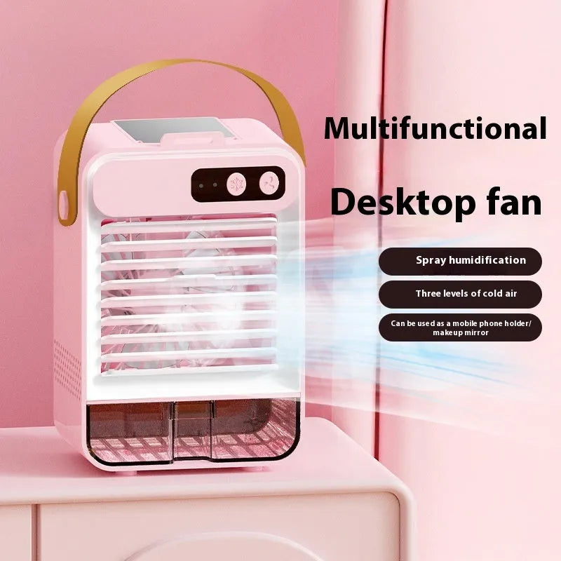Dark green desktop humidifier with USB cable showing compact 19cm dimensions
