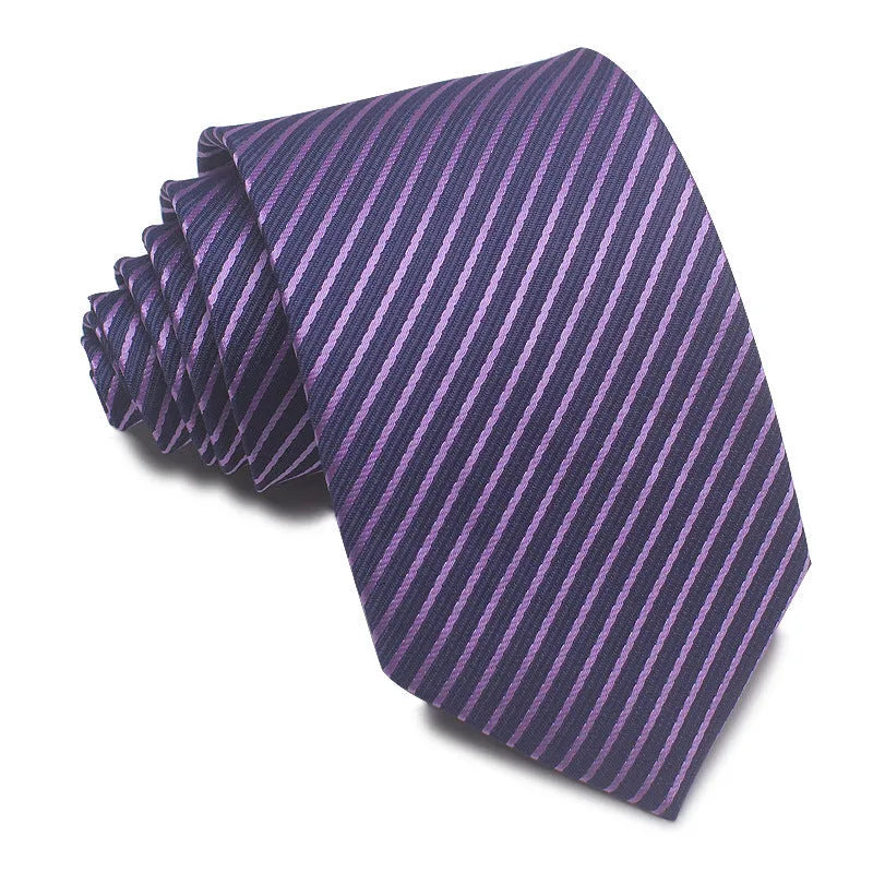 8cm wide polyester jacquard tie with striped pattern in arrow shape for business wear