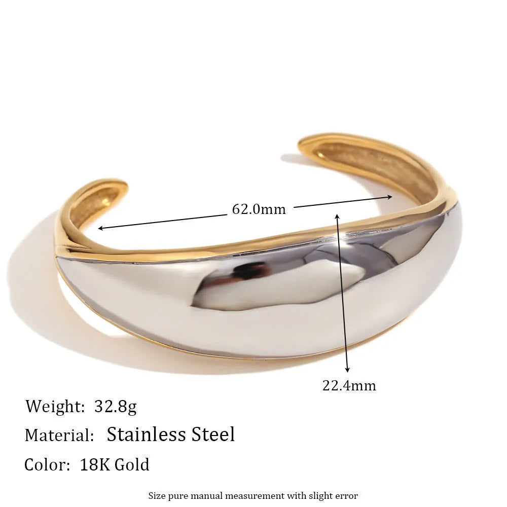 Gold electroplated geometric jewellery set with earrings, bracelet, and necklace on stainless steel