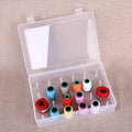 42-compartment plastic storage box for embroidery threads and sewing organisation in transparent, pink or blue