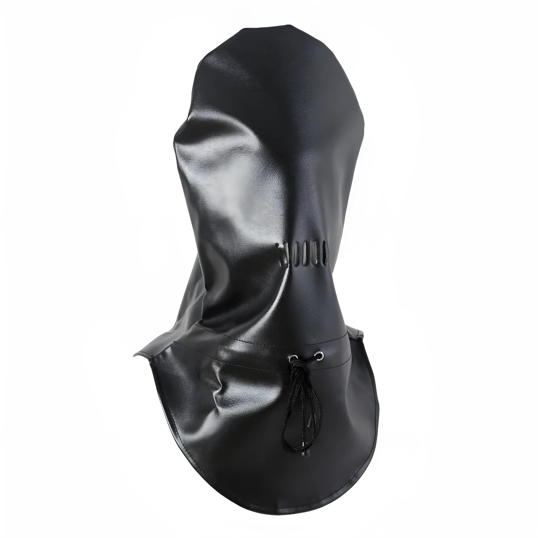 Black leather breathable mask with adjustable headgear straps