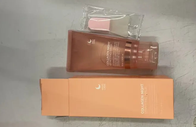 Collagen night face mask bottle with applicator brush for firming and hydration