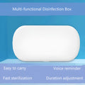 White ABS UV steriliser box with wireless charging for phones and jewellery on a plain background.