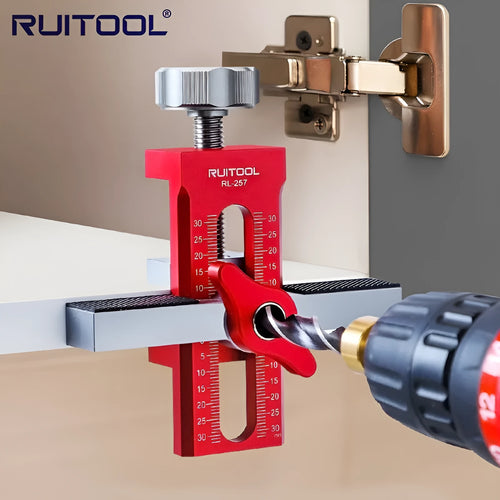 Aluminium alloy cabinet door installation aid with diamond-shaped hinge drilling template for woodworking