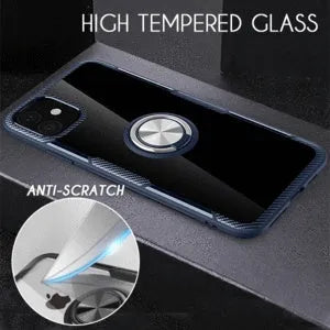 Black iPhone back cover case with a flexible, bendable holder arm extended from the back.