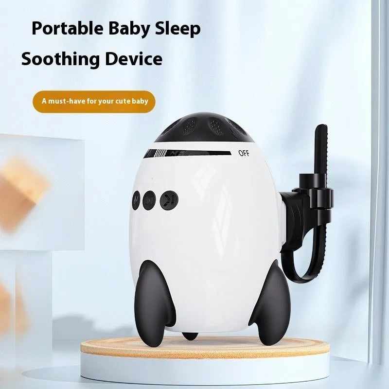 White ABS plastic baby sleep comforter with Bluetooth connectivity and automatic shaking function