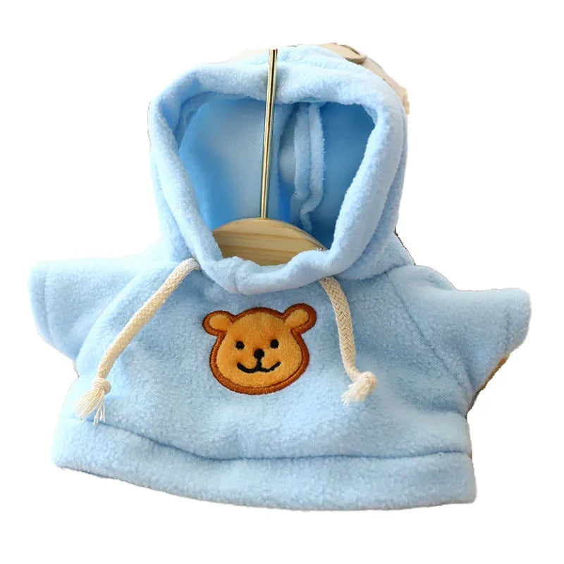 Blue cloth dog hoodie sweater showing hood up design for pet wear