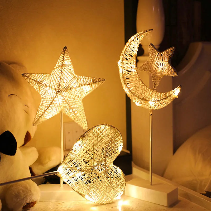LED rattan star lamp with copper wire frame measuring 23x40cm for bedroom decoration