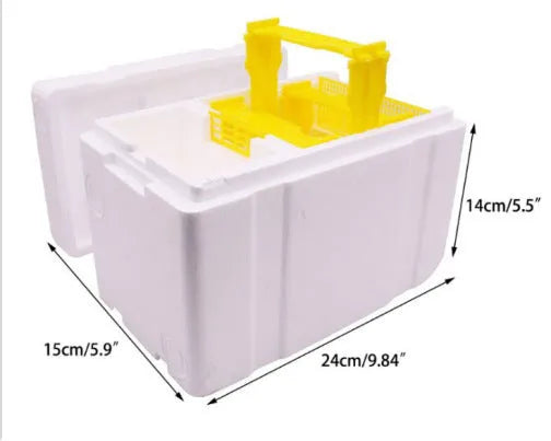 Three white EPS foam delivery boxes for beehive equipment transport