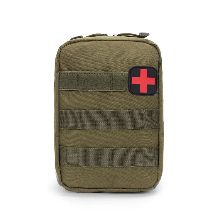 Tactical medical bag accessory pouch with hook-and-loop closure in wear-resistant nylon fabric