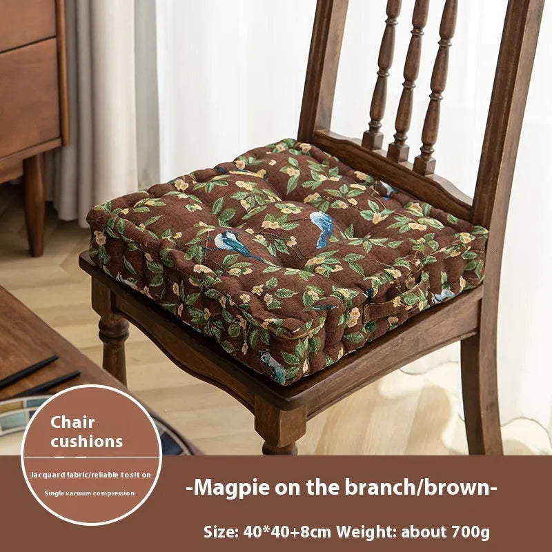American style dining chair cushion with thick 8cm support and floral pattern, dimensions 40×40cm