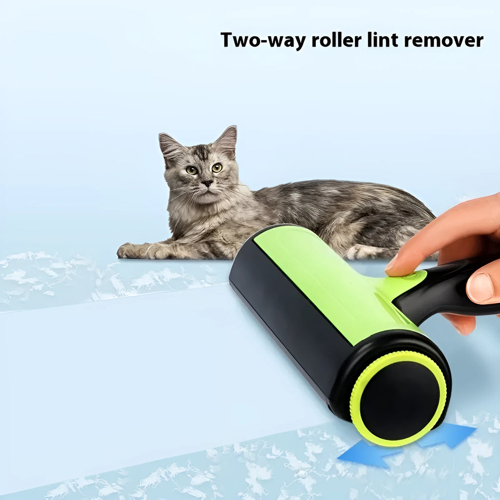 Automatic pet hair lint roller with sticky brush attachment for sofa and fabric cleaning