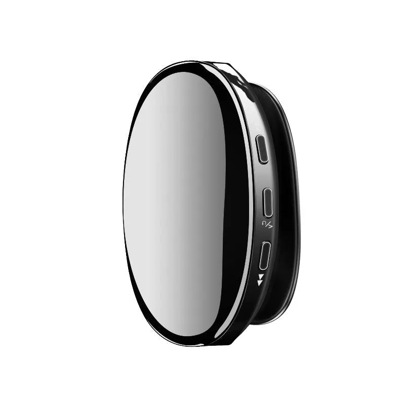 Compact blue Bluetooth MP4 music player with OLED screen showing track info.