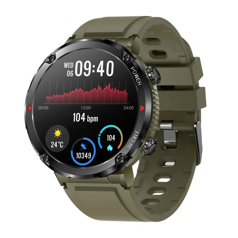 T30 Smart Watch in black on wrist showing display with health stats.