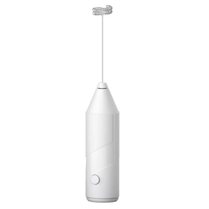 Mini handheld electric milk frother with stainless steel whisk in black colour