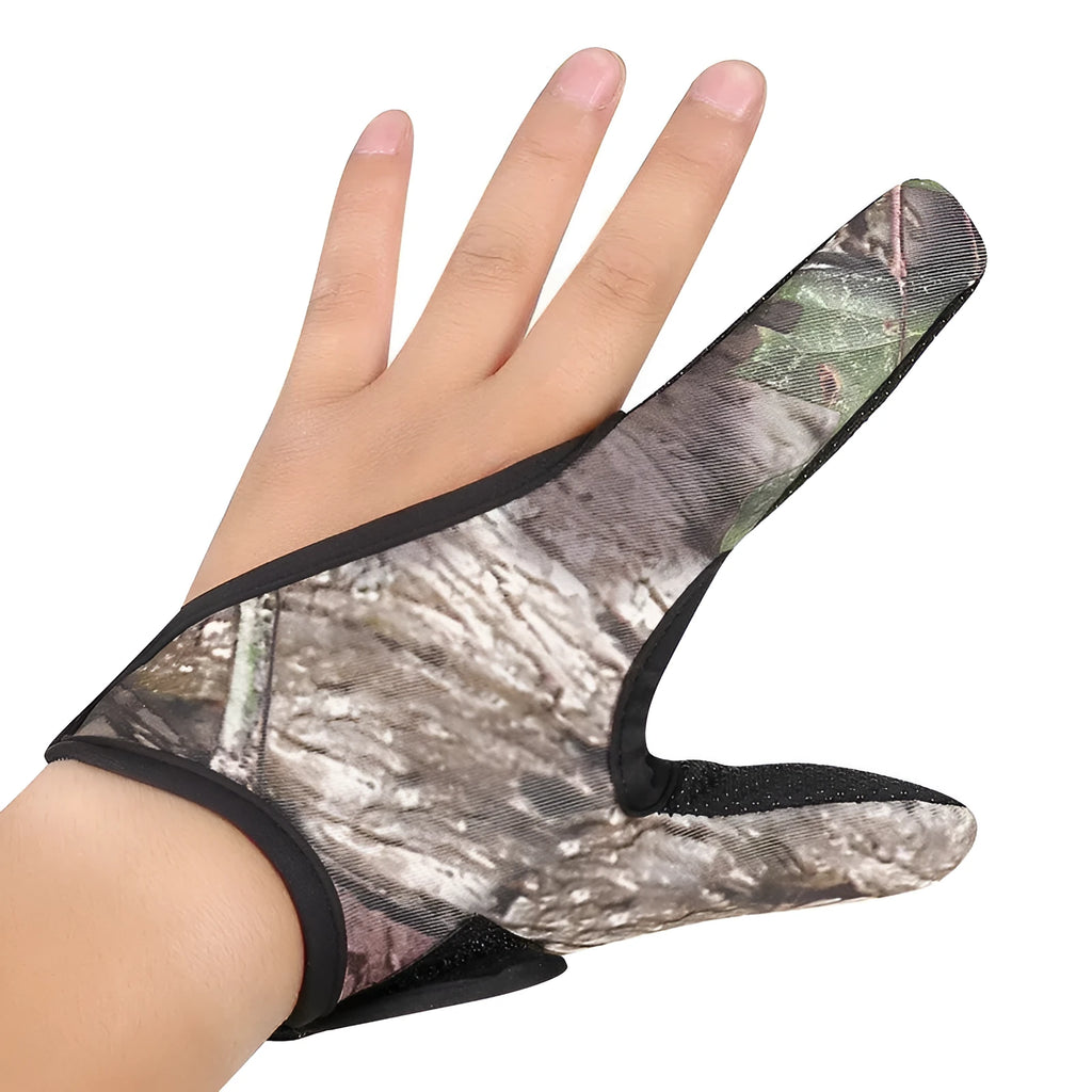 Two-finger fishing glove with microfiber palm and diving cloth backing