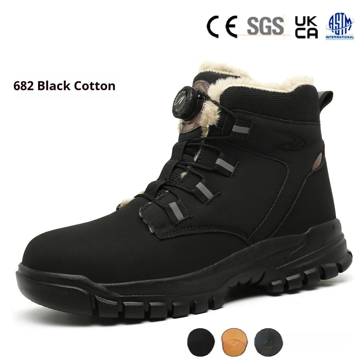 Leather and rubber lightweight labour protection safety shoes in black colour.