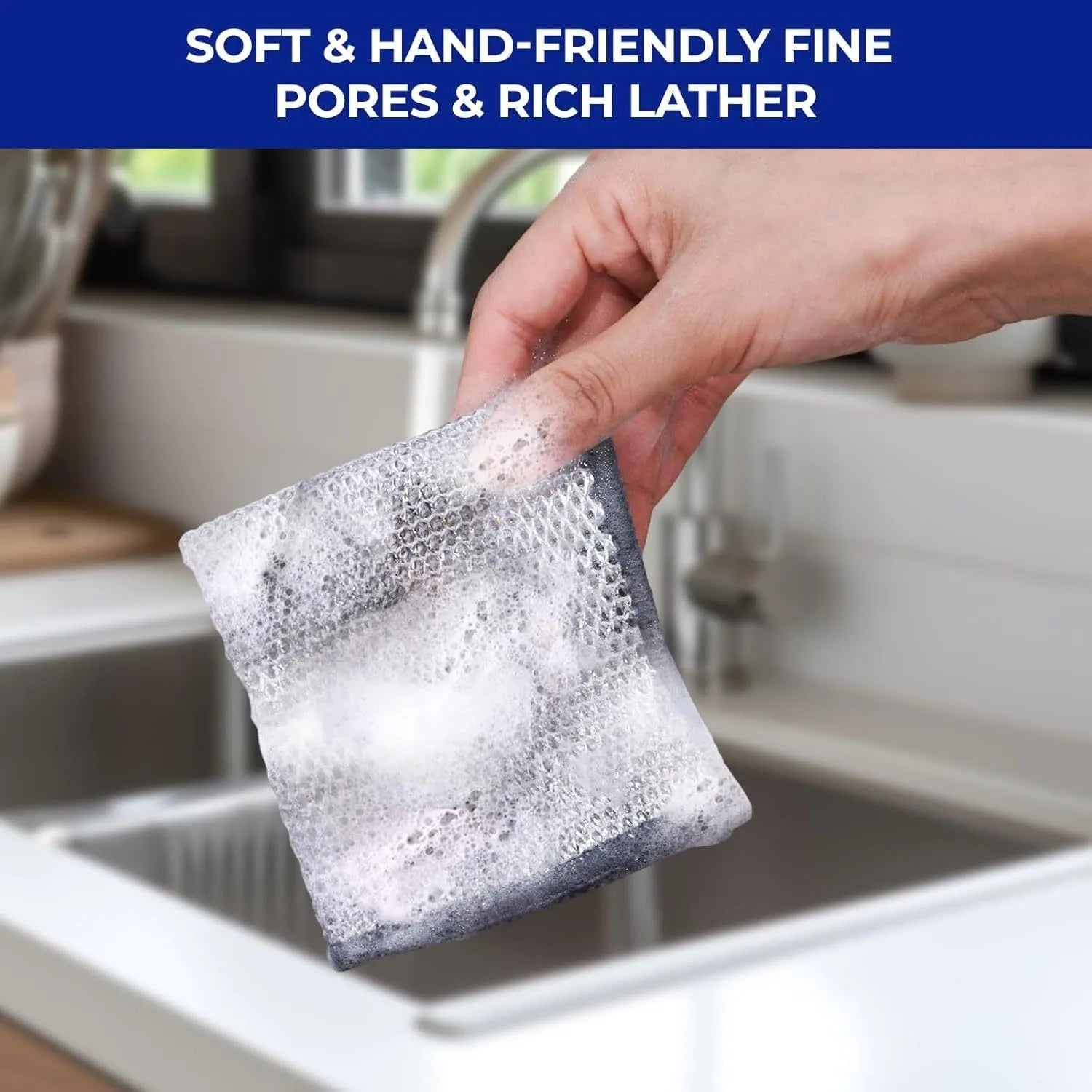 Silver wire and coloured microfiber cleaning cloths in 20x20cm and 25x25cm sizes laid flat.