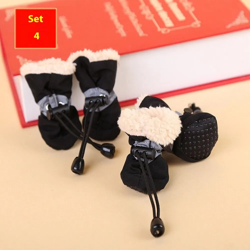 Soft sole cloth dog shoes available in multiple colours and sizes with fleece-lined and monkey print options