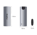 Grey aluminium mobile solid state drive with USB 3.0 connector for phone storage expansion.